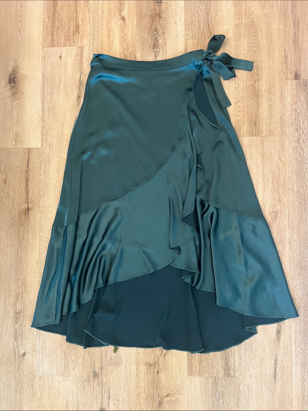 RYEGRASS High-Low Ruffle Wrap Skirt in Deep Teal